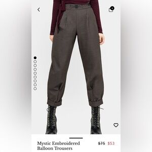 Mystic Dark Brown Embroidered Trousers